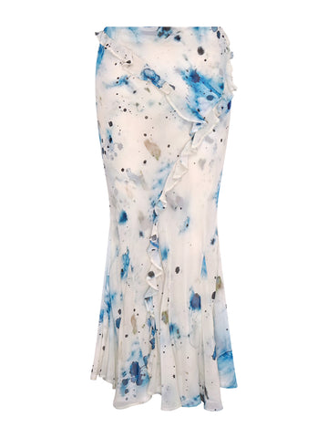 Romantic Ruffle Midi Skirt | Ocean Veil Print