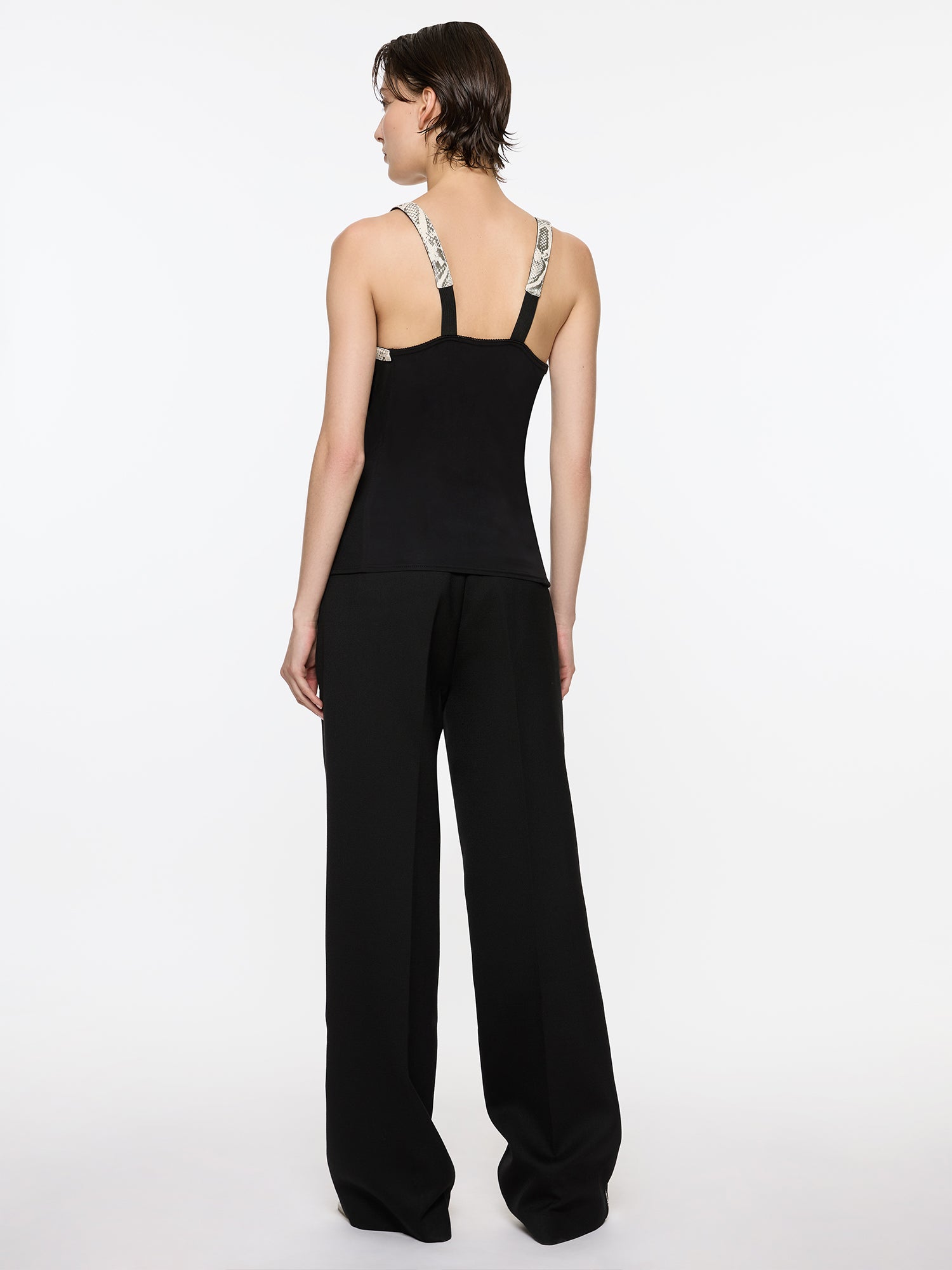 Python Piped Bodice | Black and Silver Snakeskin