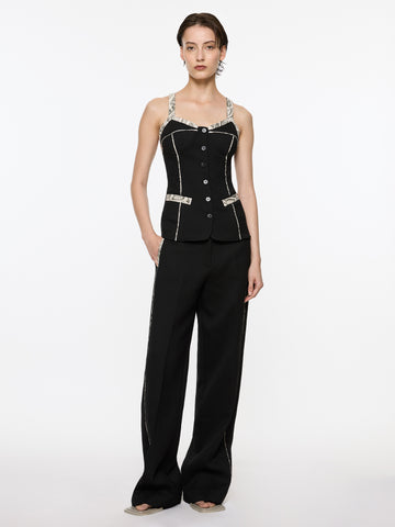 Python Piped Bodice | Black and Silver Snakeskin