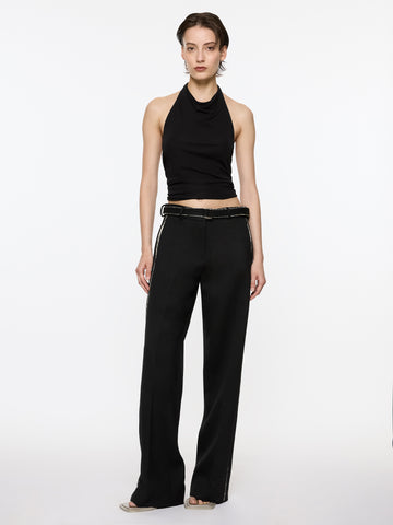 Python Piped Trousers | Black and Silver Snakeskin