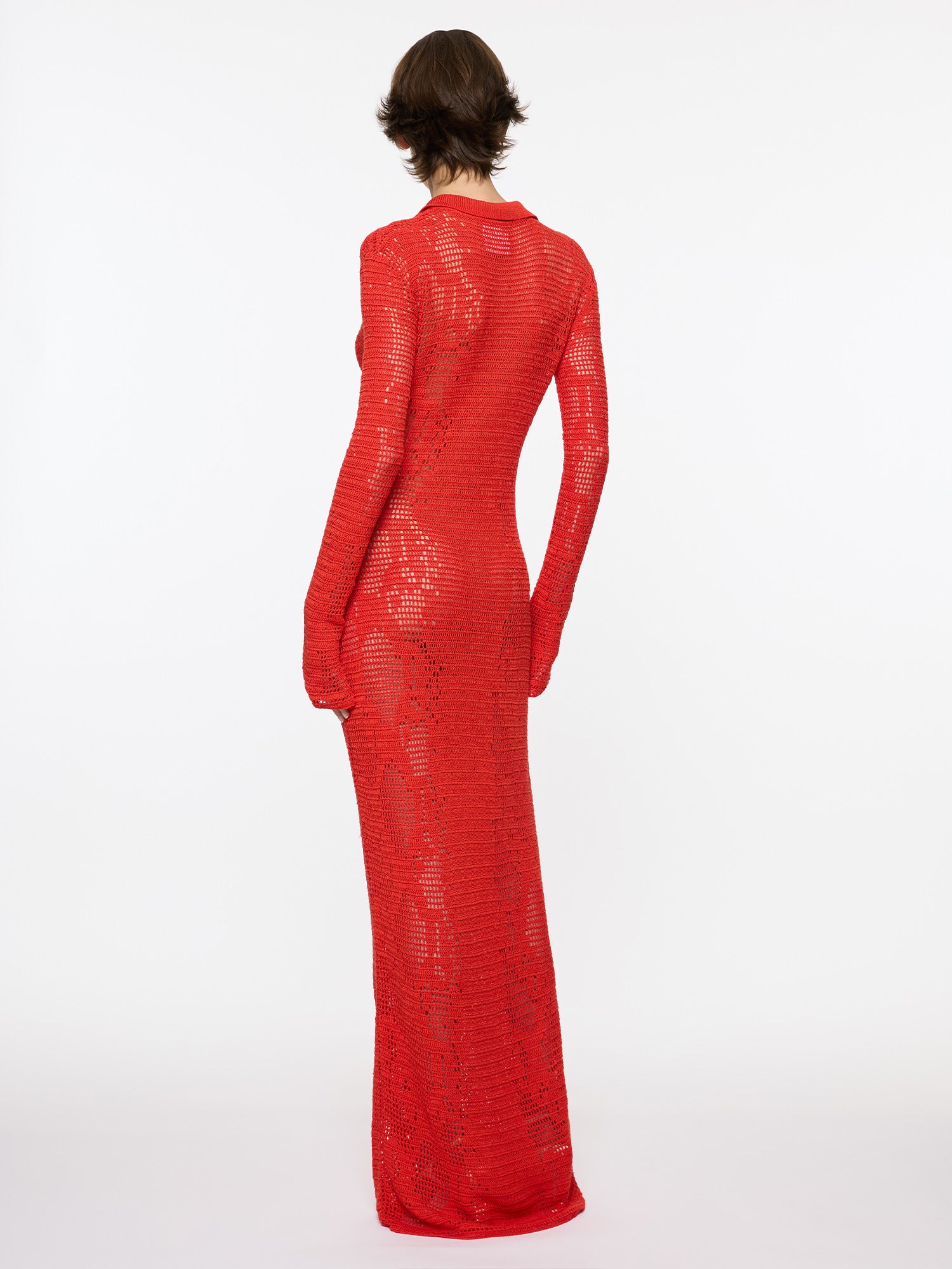 Snakeskin Crochet Dress | Red