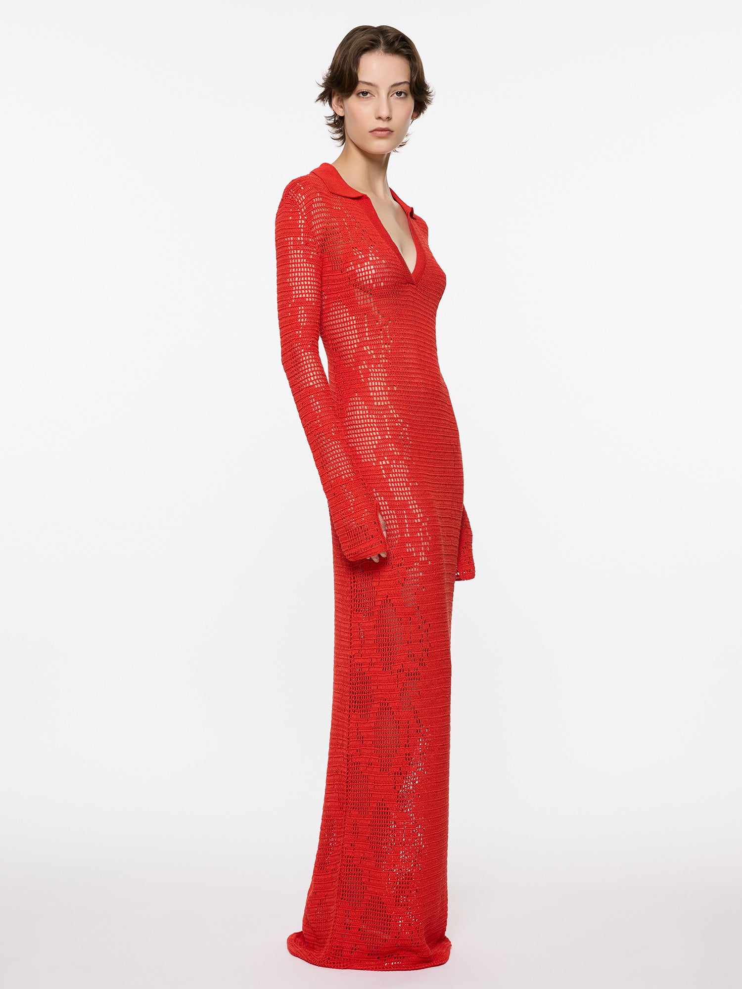 Snakeskin Crochet Dress | Red