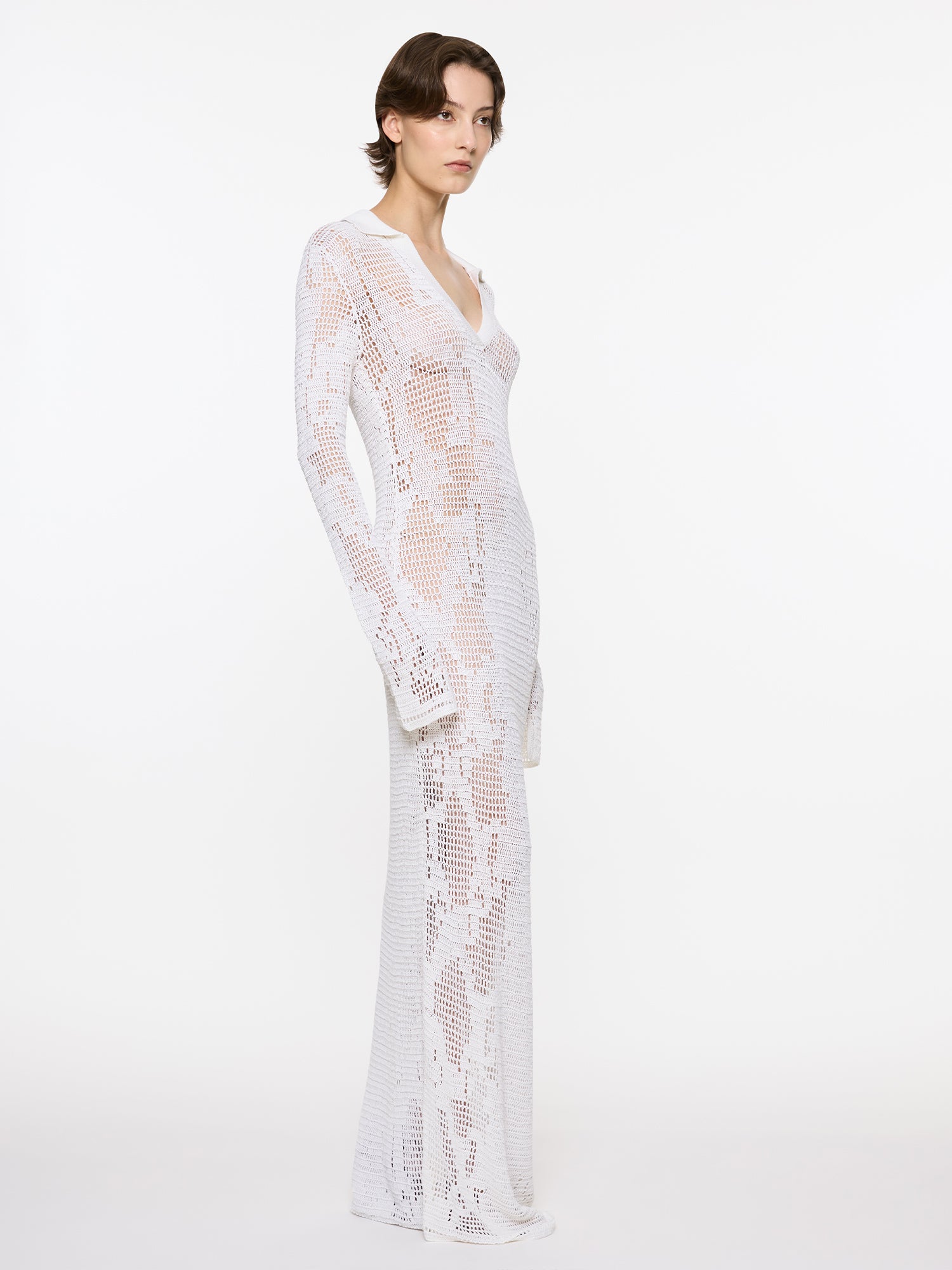 Snakeskin Crochet Dress | White