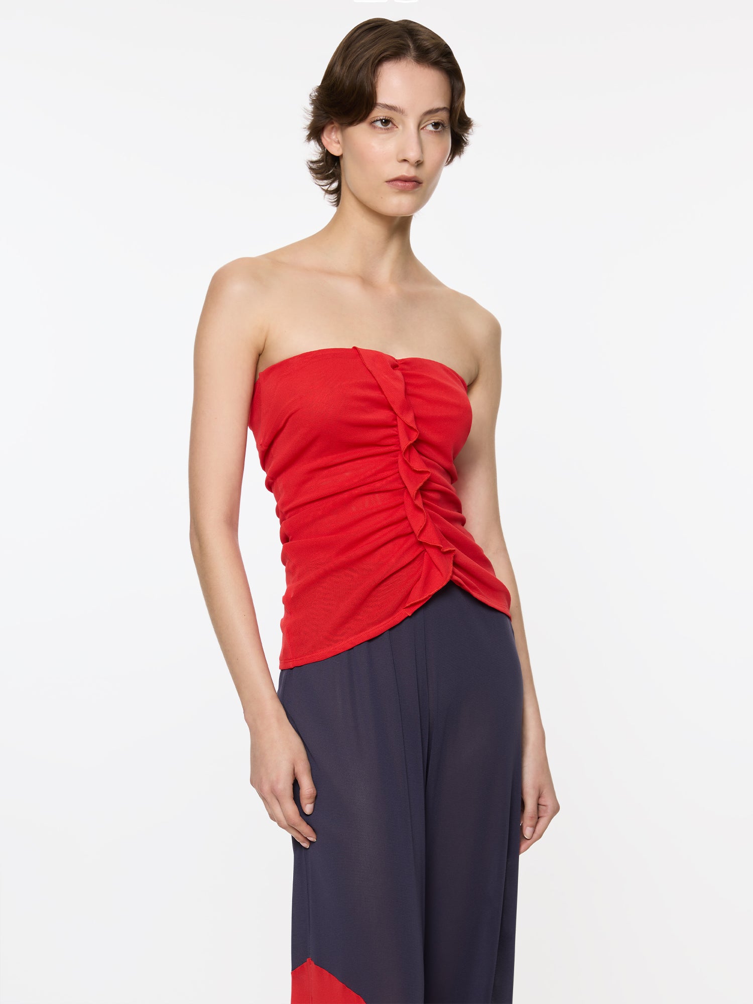 Minimal Ruffle Bodice | Red