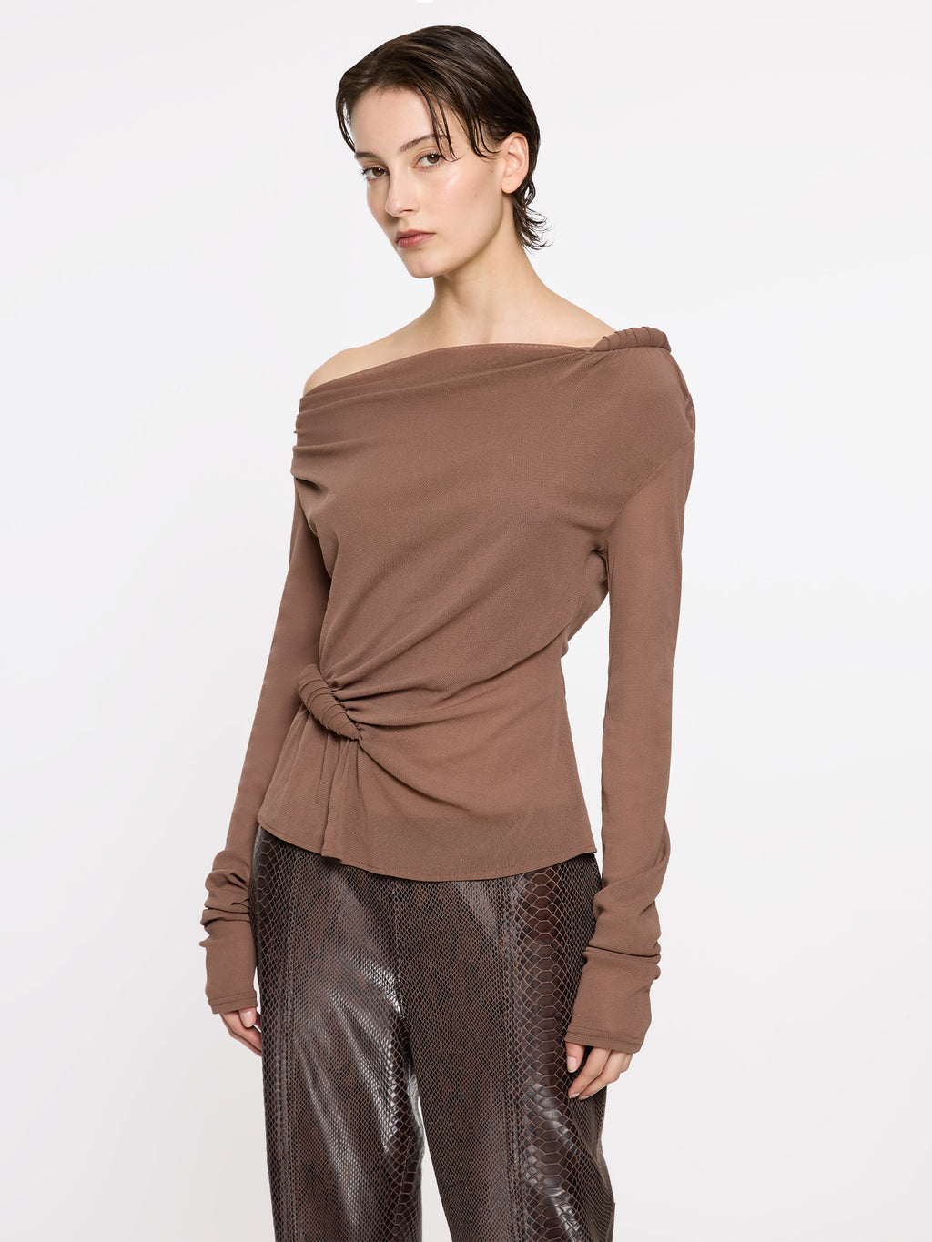 Long Sleeve Croissant Top | Coffee