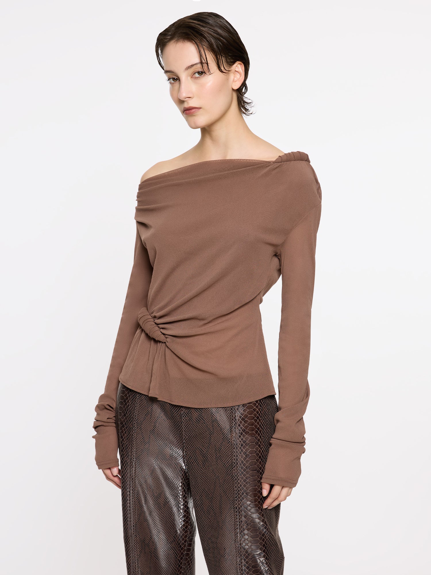 Long Sleeve Croissant Top | Coffee