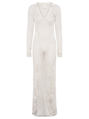 Snakeskin Crochet Dress | White