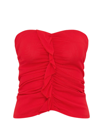 Minimal Ruffle Bodice | Red