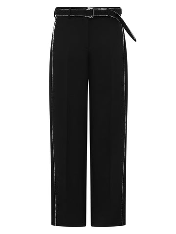 Python Piped Trousers | Black and Silver Snakeskin