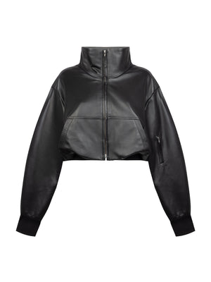 Seb Leather Bomber Jacket | Black