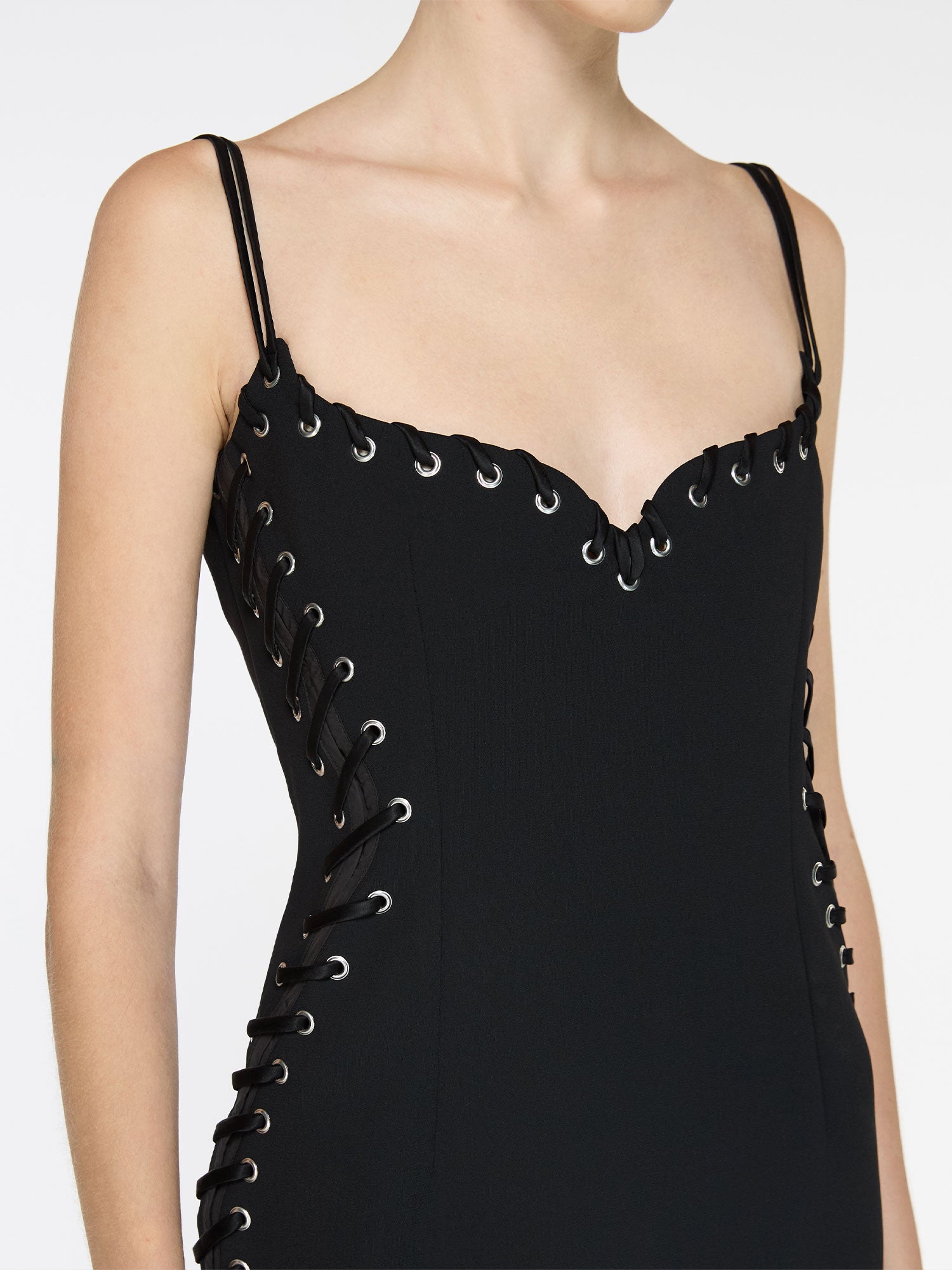 Eyelet Heart Mini Dress | Black