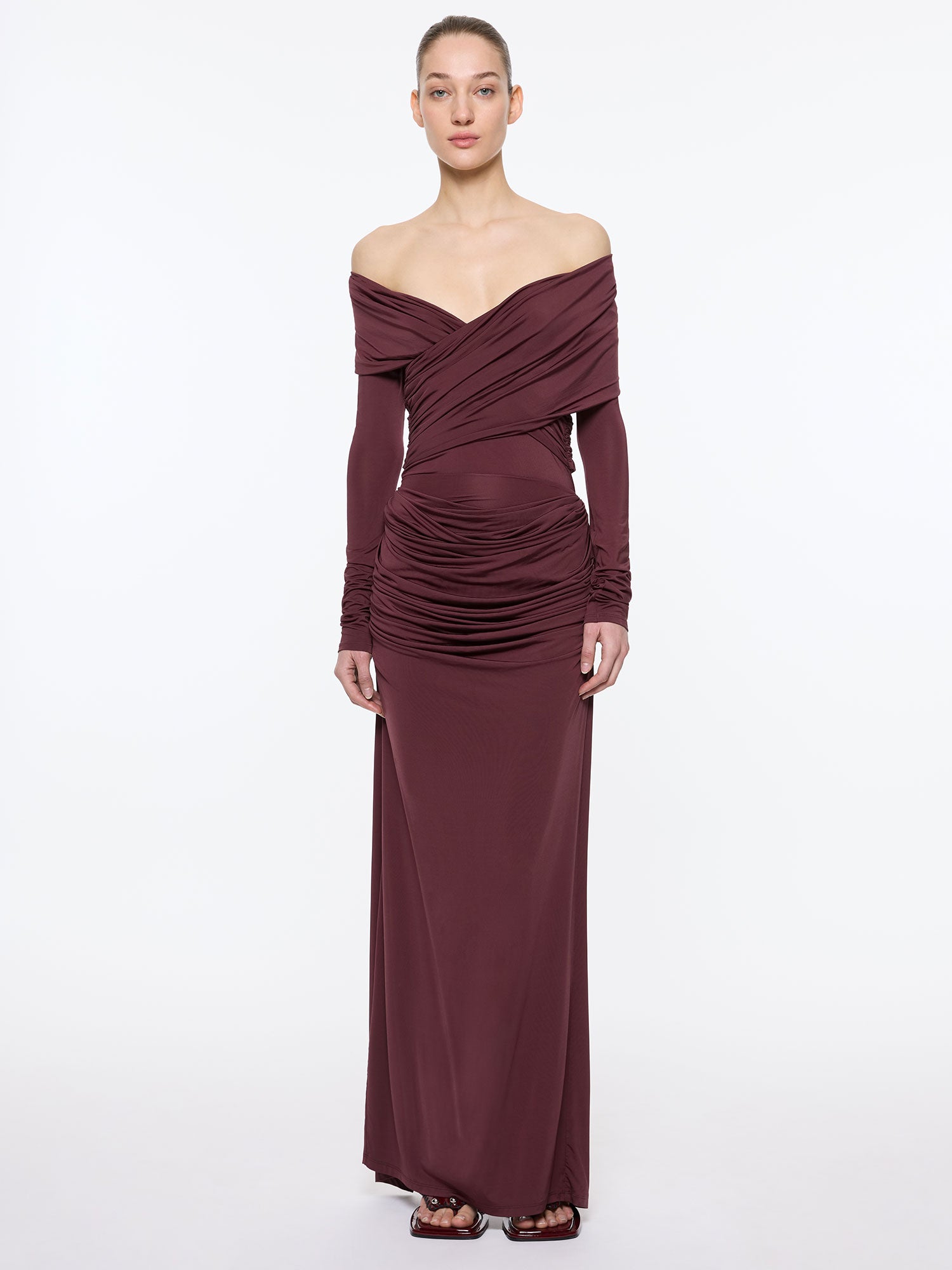 Raffy Draped Skirt | Oxblood