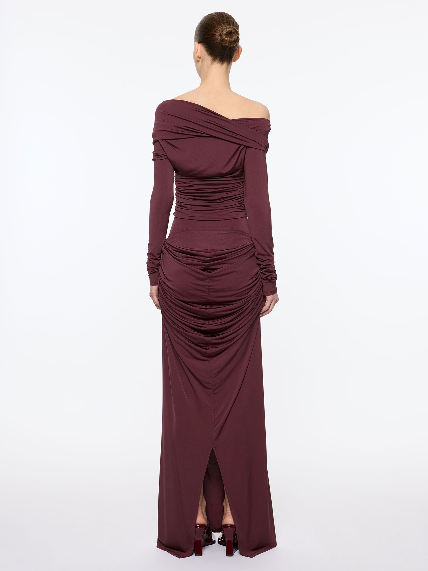 Raffy Draped Skirt | Oxblood