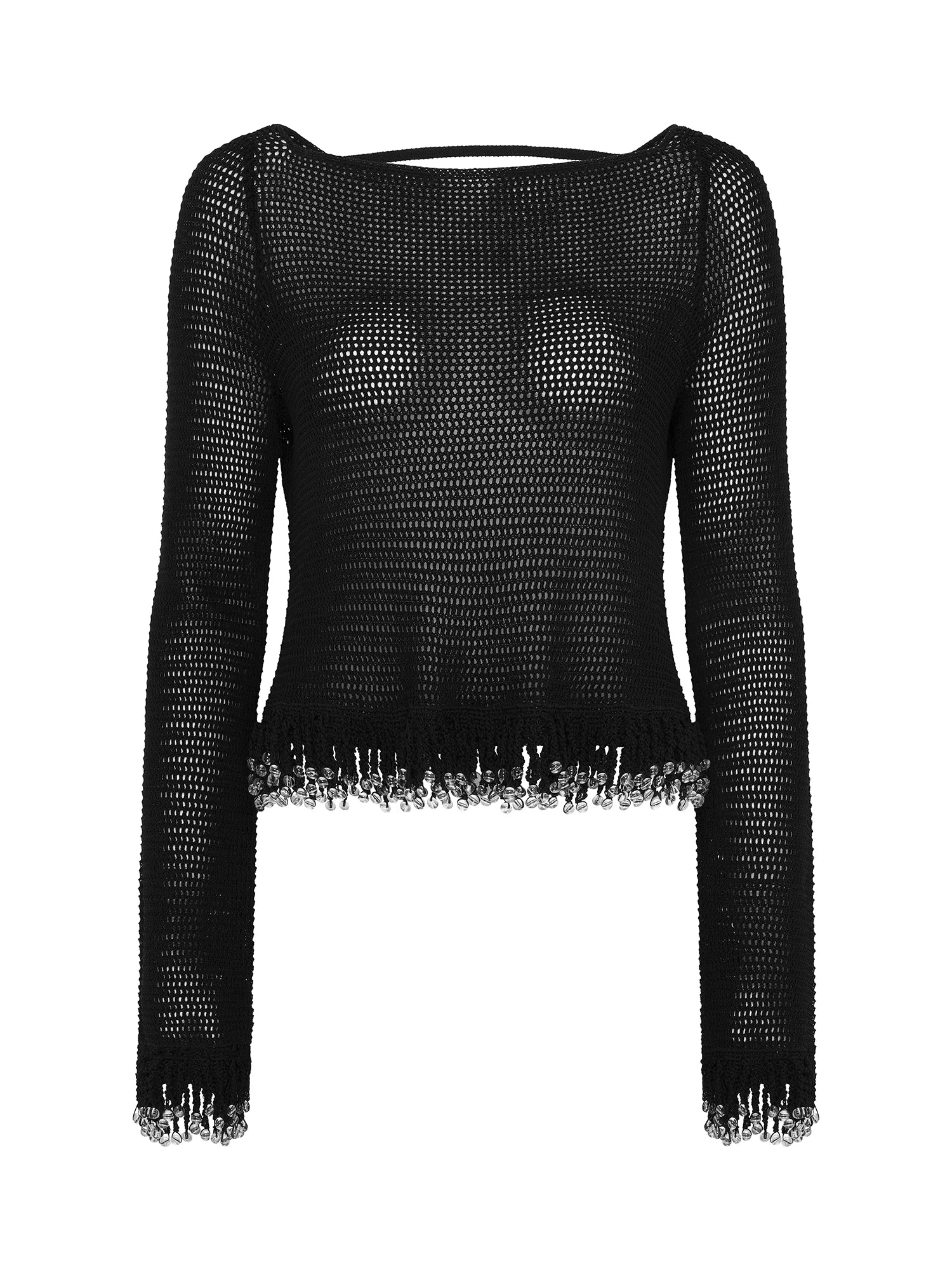 Fringe Long Sleeve Top | Black – Paris Georgia