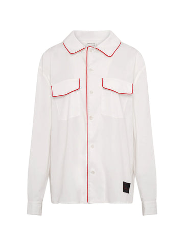 Elemental Boxy Poplin Shirt | White & Red Piping