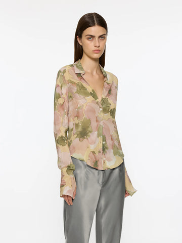 Sheer Silk Shirt | Floral Print